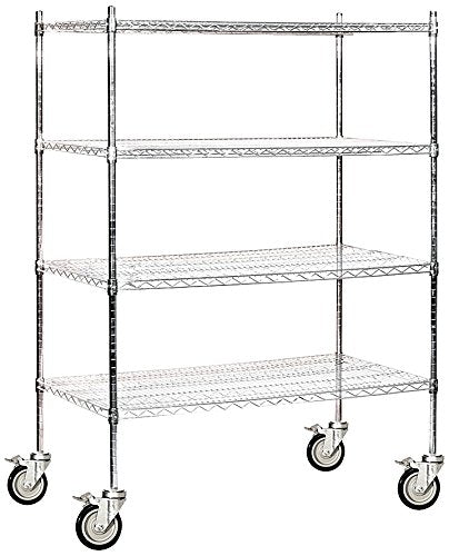 Salsbury Industries Mobile Wire Shelving Unit, 48-Inch Wide by 69-Inch High by 24-Inch Deep, Chrome