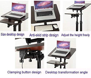 None Adjustable Mobile Laptop Desk Stand Blackwalnut H120CM