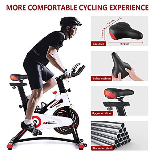 Exercise Bike, CHAOKE Indoor Cycling Bike, Stationary Bike Magnetic Resistance Whisper Quiet for Home Cardio Workout Heavy Flywheel & Comfortable Seat Cushion with Digital Monitor (2021 Upgraded)