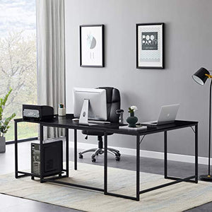 Ai-lir Simple and Stylish Workstation Desk, Base Office Biz Desk, Bivalent Study Desk, Industrial Corner Desk with CPU Bracket, U-Shaped Computer Desk Easy to Assemble