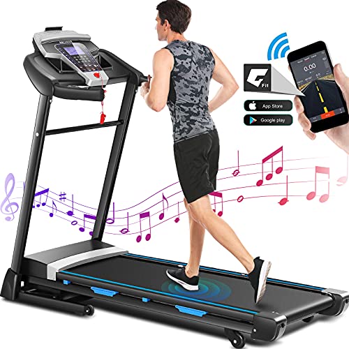 ANCHEER ET970 Treadmill, 3.25 HP Treadmill with 15% Automatic Incline, Folding Exercise Treadmill with APP & Bluetooth Audio Speakers, 300 LBS Capacity (Light Black)