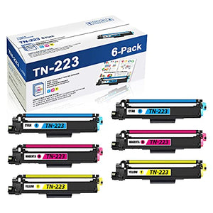 TN223C,TN223M,TN223Y Compatible TN223 TN-223 Toner Cartridge Replacement for Brother DCP-L3510CDW L3550CDW MFC-L3770CDW L3710CW L3750CDW L3730CDW Printer,6PK(2C+2M+2Y)