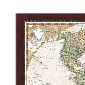 Renditions Gallery Executive National Geographic Travel Map with Push Pins, Wall Art for Living Room, Bedroom, Office, 26x40, Mahogany and Ebony