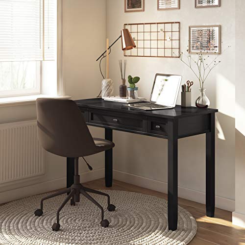 SIMPLIHOME Warm Shaker SOLID WOOD Hickory Brown 48 inch Wide Home Office Desk, Writing Table, Workstation, Study Table Furniture in White with 2 Drawerss
