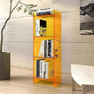 REPALY Rolling Storage Cart Freestanding Display Bookcase Gray - Yellow, 15.7"Dx9.8"Wx46.4"H