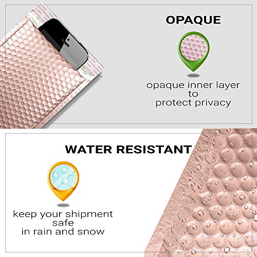 250 Pack Rose Gold Bubble Mailers 6.5 x 9 Metallic Padded Envelopes 6 1/2 x 9 Light Pink Cushion Envelopes. Peal and Seal. Shipping Bags for Mailing, Packing. Packaging in Bulk, Wholesale Price