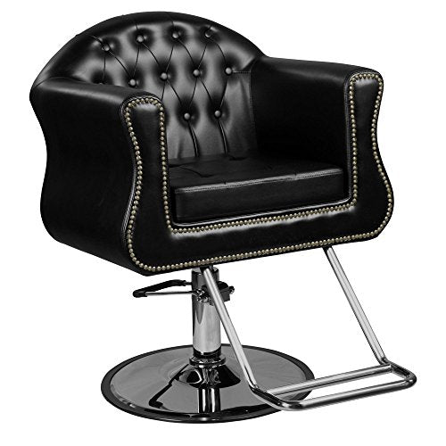 Avondale"Young" Black European Salon Styling Chair, Round Base, U Shaped Footrest