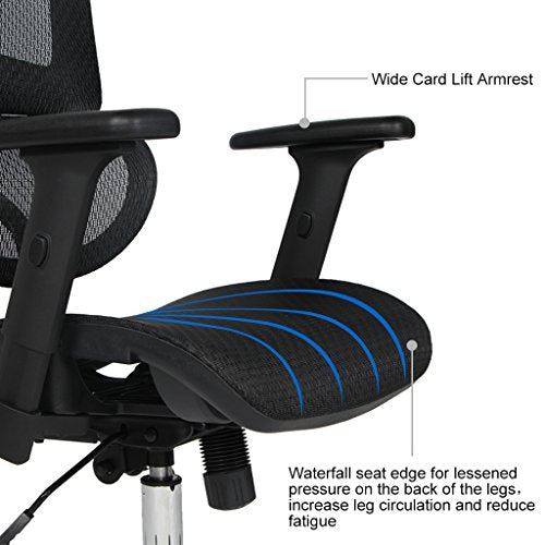 VIVA OFFICE High Back Mesh Executive Chair with Adjustable Headrest and Armrest