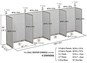 GOF Office Partition Room Divider Panel - 4 Station, Large Fabric Workstation