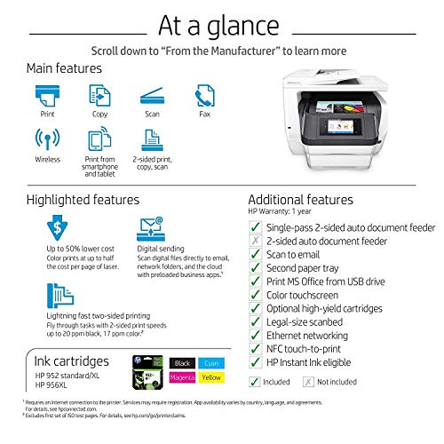 HP OfficeJet Pro 8740 All-in-One Wireless Printer with Mobile Printing, HP Instant Ink & Amazon Dash Replenishment ready (K7S42A) (Renewed)