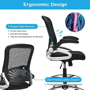 POWERSTONE Tall Drafting Chair with Footrest, Ergonomic Adjustable Height Stool (6 pcs)