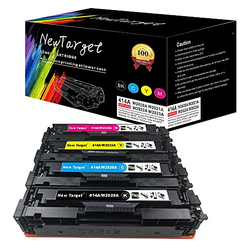 Newtarget 414A(with chip) for HP 414A 414X on HP Color Laserjet Pro M454 MFP M479fdw M454dw M454dn M479fdn (hp 414a Toner cartridges 4 Pack)