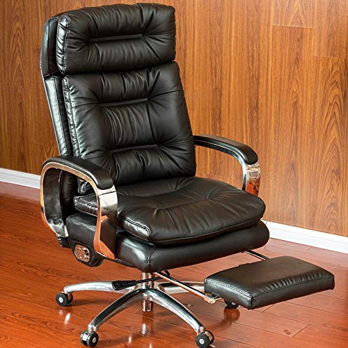 Heavy Duty Office Chair, Reclining Faux Leather Office Computer Chair 7-Point Massage High Back Desk Work Swivel Chair with Footstool, Leather Office Chair, Ergonomic Design(Black)