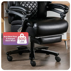 Blue Whale Big and Tall Office Chair 500lbs with Adjustable Lumbar Support, Footrest, and Headrest