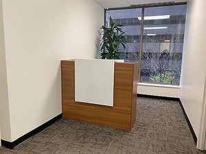 UGOS Modern Reception Desk 53" with Transaction Countertop - Teak and White
