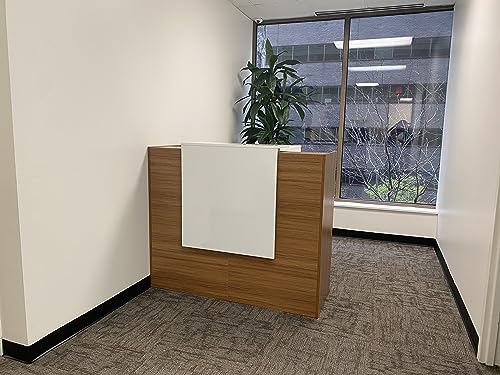 UGOS Modern Reception Desk 53" with Transaction Countertop - Teak and White