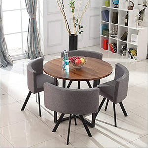 AkosOL Office Table and Chair Set - Modern Minimalist 90cm Round Table (Walnut Grey)