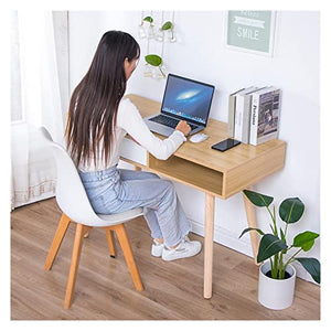 BinOxy Computer Desk with Bookcase - Nordic Wood Writing Desk for Home Office and Study