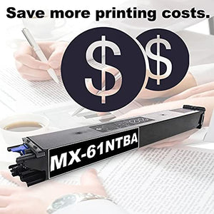 2 Pack Black MX-61NTBA MX-61NT Toner Cartridge Replacement for Sharp MX-2630N Sharp MX-2651 MX-3070N MX-3550N MX-3550V MX-3551 MX-4050N MX-4050V MX-4051 MX-4071 Printer