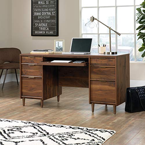 Sauder 421113 Clifford Place Executive Desk, L: 59.06" X W: 23.43" X H: 30.00", Grand Walnut finish
