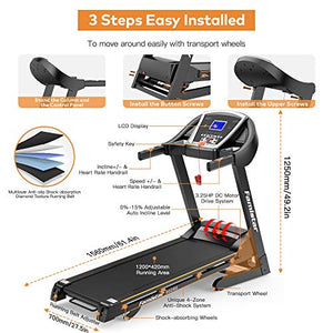 Famistar Treadmill with 15% Auto Incline for Home, Smart Shock-Absorbing System 300LB Weight-Capacity 12 Programs Running Machine, Easy Assembly&Space Saving for Home Office Workout