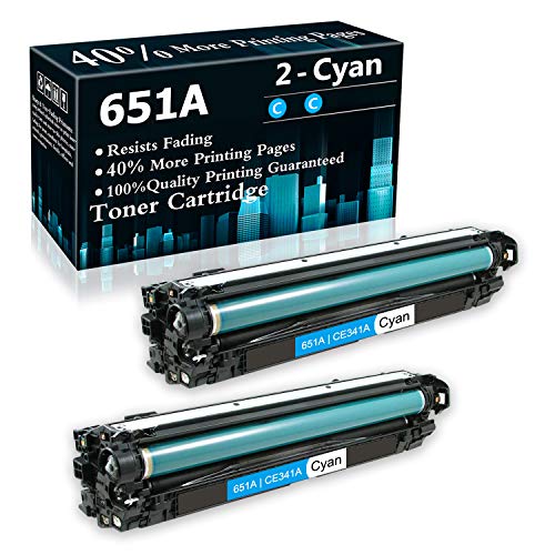 2 Cyan Cartridge 651A CE341A Remanufactured Toner Cartridge Replacement for HP Laserjet Enterprise 700 Color MFP M775dn(CC522A) M775f(CC523A) M775z(CC524A) Printer Ink Cartridge