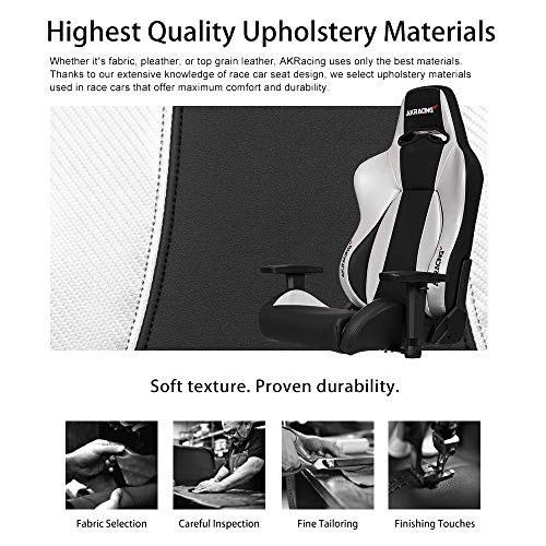 AKRacing Masters Series Premium Gaming Chair with High Backrest, Recliner, Swivel, Tilt, 4D Armrests, Rocker and Seat Height Adjustment Mechanisms with 5/10 Warranty - Silver