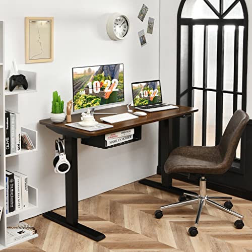 48" Electric Standing Desk Height Adjustable with Control Panel & USB Port - Home Office (Color: B)