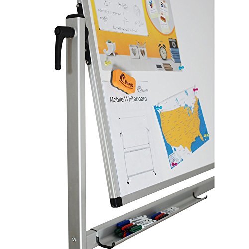 XBoard School Office Mobile Magnetic Dry Erase Board on Wheels,Double-Sided Rolling Whiteboard with Aluminum Stand, 72" x 40"
