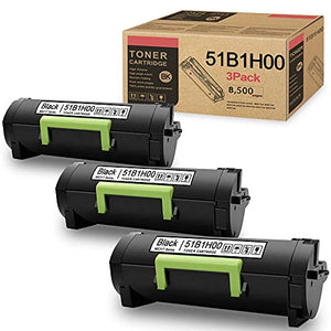 3 Pack Black Compatible Toner Cartridge Replacement for Lexmark 51B1H00 MS317dn MS417dn MX417de MX517de MX617de MS517dn MS617dn MX317dn Printer, Sold by JIEBOINK