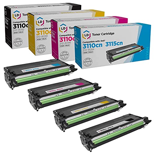 LD Remanufactured Replacement for Dell 3110cn & 3115cn High Yield (Black, Cyan, Magenta, Yellow, 4-Pack)