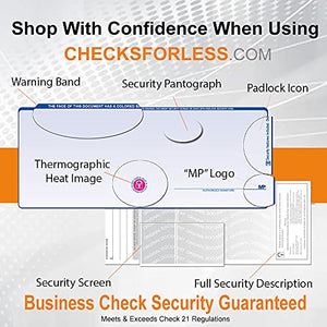 Checks for Less Business Checks, Laser Voucher Checks with Lines, Top Check Format w/Two Vouchers – QuickBooks Compatible Checks, Business Laser Checks or Inkjet (Classic Blue, Quantity 3,000)