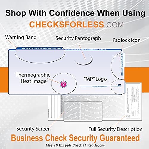 Checks for Less Business Checks, Laser Voucher Checks with Lines, Top Check Format w/Two Vouchers – QuickBooks Compatible Checks, Business Laser Checks or Inkjet (Classic Blue, Quantity 3,000)