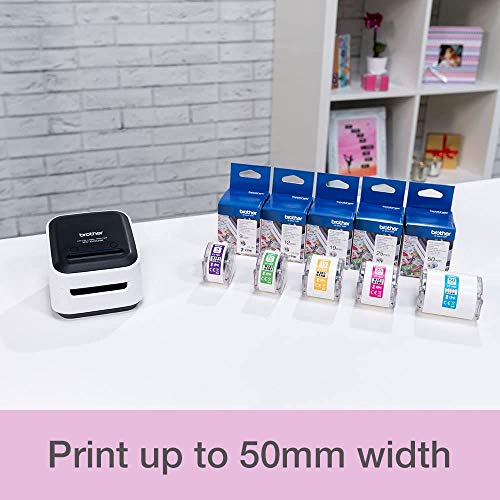 Brother VC-500W Versatile Compact Color Label and Photo Printer with Wireless Networking, White, 3.8" x 4.4" x 4.6" (VC500W)