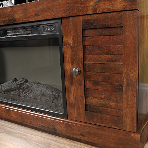 Sauder 422993 Harbor View Media Fireplace Entertainment Center, Accommodates up to a 60" TV Weighing 70 lbs Less, Curado Cherry Finish