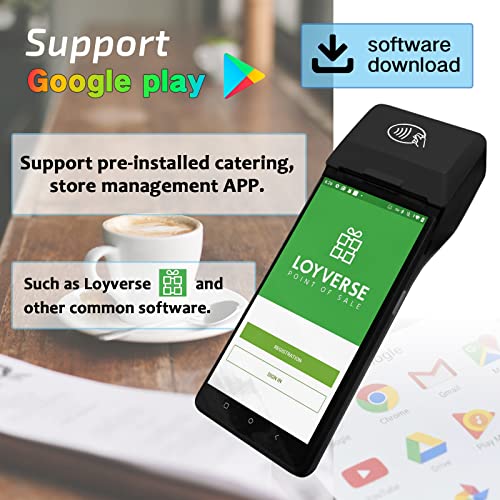 SMAJAYU Pos Receipt Printer Android 10 Handheld 6'' Pos Terminal with 58mm Thermal Receipt Printing with 4G,WiFi,Bluetooth for Small Business Retail,Built-in Google Play Support Loyverse, Kyte