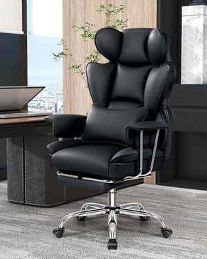 BESTFAIR Big and Tall Executive Office Chair with Footrest, Leather Computer Chair