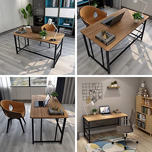Shelf Computer Desk, 39.4 inch Home Office Writing Desk, Modern PC Table, Workstation for Home/Office, Easy to Assemble, Black Metal Frame