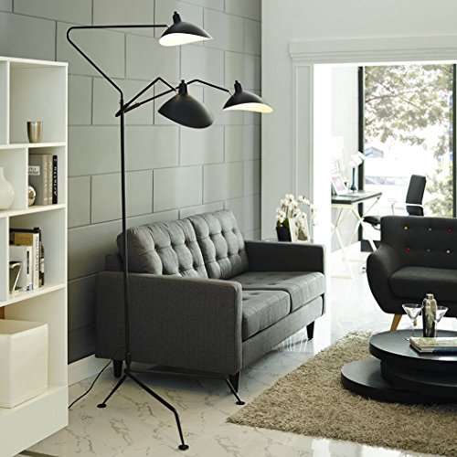 Scandinavian Style 3 Rotating Arms Carbonized Steel Black Mid Century Floor Lamp