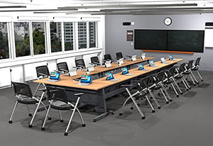 Team Tables 14 Person Training Meeting Seminar Classroom Model 5606 Folding Industrial Caster Z-Base with Power+USB Outlet