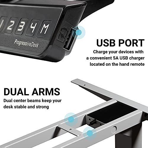 Standing Desk Frame Dual Motor. Adjustable Height and Width, 3 Stages Electric Legs for sit Stand desks. Suites Tops from 48" to 73" FLT-02 Grey