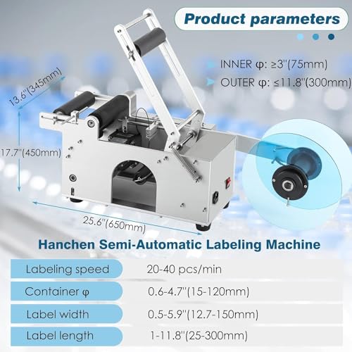ErnZi Semi-Automatic Round Bottle Labeling Machine 20-40 pcs/min - Bottle Label Applicator
