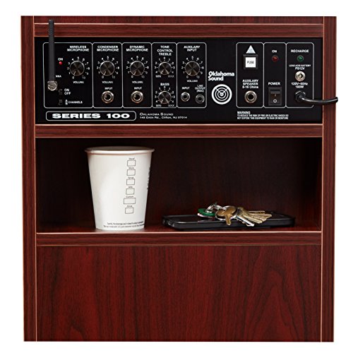 Oklahoma Sound 800X- My/LWM-6 Orator Lectern & Tie Clip Mic, Mahogany