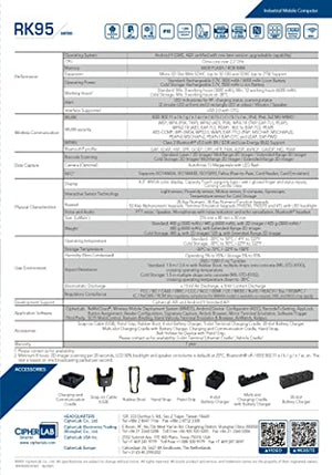 CipherLab RK95 Barcode Scanner/Reader with 38-Key Keypad, 802.11 a/b/g/n/ac, Bluetooth 5.0, 2D Imager, Pistol Grip, Android P - GMS