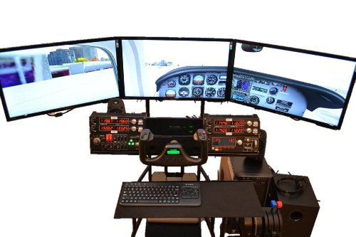 Volair Sim Universal Flight or Racing Simulation Cockpit Chassis with Triple Monitor Mounts