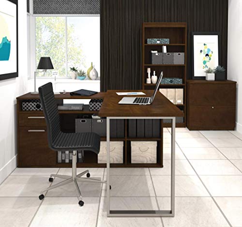 3-Piece Set Including a L-Shaped Desk, a lateral File Cabinet, and a Bookcase