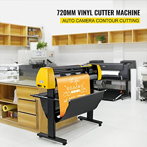 VEVOR Vinyl Cutter Machine, 720mm Cutting Plotter, Automatic Camera Contour Cutting 28” Plotter Printer with Floor Stand Vinyl Cutting Machine Adjustable Force and Speed for Sign Making Plotter Cutter