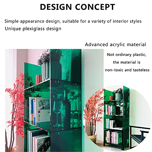 Acrylic Multi-Layer Floor Bookshelf, Blue (Green)
