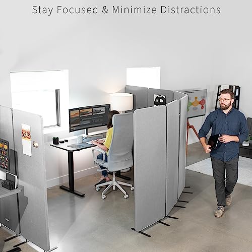 VIVO Privacy Panel Cubicle Divider Acoustic Wall Partition 72 x 66 inch Gray - PP-3-T072G