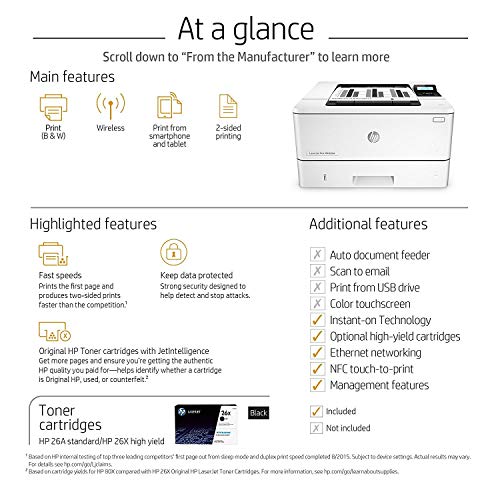 HP Laserjet Pro M402dw Wireless Monochrome Printer, Amazon Dash Replenishment Ready (C5F95A#BGJ) (Renewed)